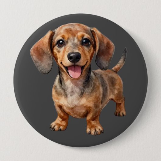 Glücklicher Dachshund-Welpe Button (Vorderseite)