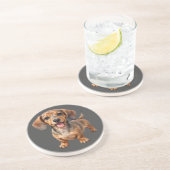 Glücklicher Dachshund-Welpe Getränkeuntersetzer (Seite)