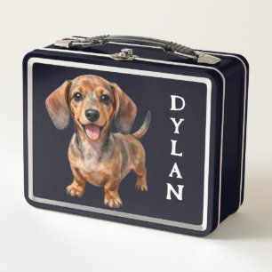 Glücklicher Dachshund-Welpe Metall Brotdose