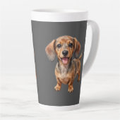 Glücklicher Dachshund-Welpe Milchtasse (Rechte Ecke)
