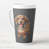 Glücklicher Dachshund-Welpe Milchtasse (Linke Ecke)