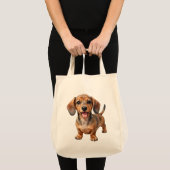 Glücklicher Dachshund-Welpe Tragetasche (Vorderseite (Produkt))