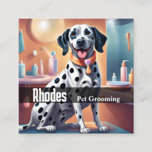 Glücklicher Dalmatiner-Hund Pet Grooming Dienstlei Quadratische Visitenkarte