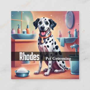 Glücklicher Dalmatiner-Hund Pet Grooming Dienstlei Quadratische Visitenkarte
