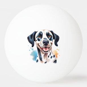 Glücklicher Dalmatiner-Hund Tischtennisball