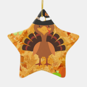 glücklicher Danksager Keramikornament