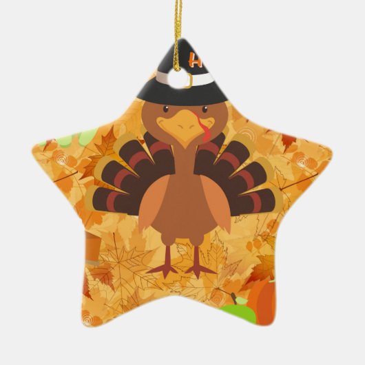 glücklicher Danksager Keramikornament (Vorne)