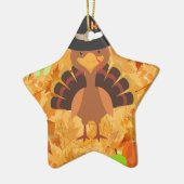 glücklicher Danksager Keramikornament (Links)