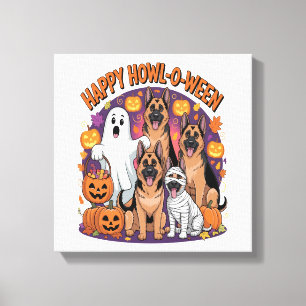 Glücklicher Deutscher Schäferhund Halloween Leinwanddruck
