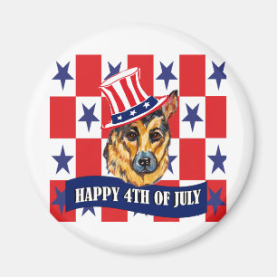 Glücklicher Deutscher Schäferhund zum 4. Juli Magnet