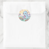Glücklicher Dino-Garten Runder Aufkleber (Tasche)