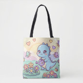 Glücklicher Dino-Garten Tasche (Vorderseite)