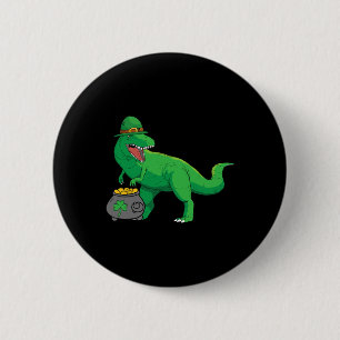 Glücklicher Dino-Saurier St. Patricks Tag Lustiger Button