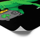 Glücklicher Dino-Saurier St. Patricks Tag Lustiger Poster (Ecke)