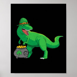 Glücklicher Dino-Saurier St. Patricks Tag Lustiger Poster
