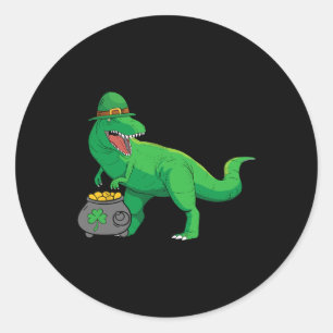Glücklicher Dino-Saurier St. Patricks Tag Lustiger Runder Aufkleber