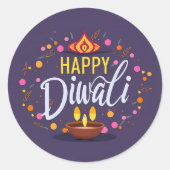 glücklicher Diwali Runder Aufkleber (Vorderseite)