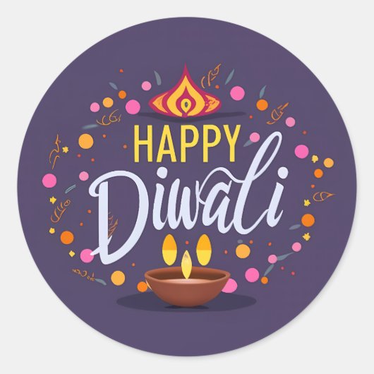 glücklicher Diwali Runder Aufkleber (Vorderseite)