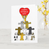 Glücklicher Dyngus Tag, April, Cartoon-Katzen Karte (Gelbe Blume)