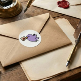 Glücklicher E-Mail-Vogel Runder Aufkleber