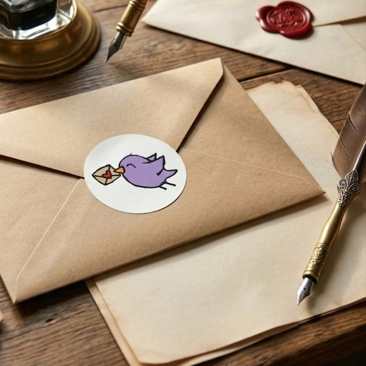 Glücklicher E-Mail-Vogel Runder Aufkleber