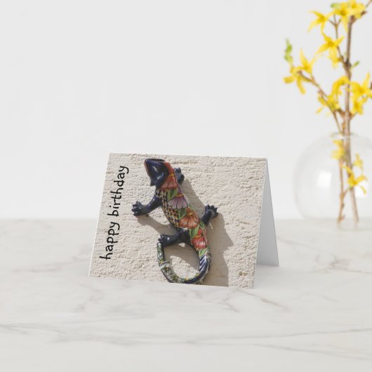 glücklicher EidechsenGeburtstag Karte (Gelbe Blume)