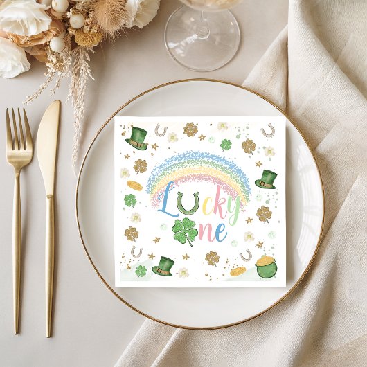 Glücklicher-Einer-Regenbogen-Geburtstagsservietten Serviette