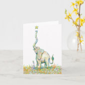 Glücklicher Elefant - Anmerkungs-Karte - 4" x 5,6" Karte (Gelbe Blume)