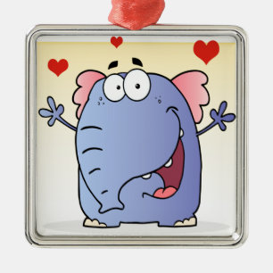 Glücklicher Elefant-Cartoon-Charakter Ornament Aus Metall