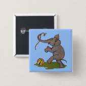 glücklicher Elefant, der mit Seil und Ball spielt Button (Vorne & Hinten)