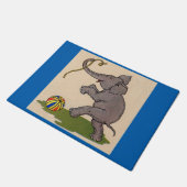 glücklicher Elefant, der mit Seil und Ball spielt Fußmatte (Schrägansicht)