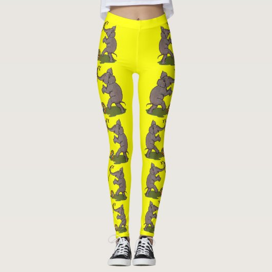 glücklicher Elefant, der mit Seil und Ball spielt Leggings (Vorderseite)