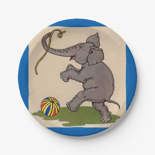 glücklicher Elefant, der mit Seil und Ball spielt Pappteller (Vorderseite)