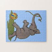 glücklicher Elefant, der mit Seil und Ball spielt Puzzle (Horizontal)