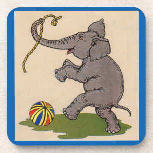 glücklicher Elefant, der mit Seil und Ball spielt Untersetzer