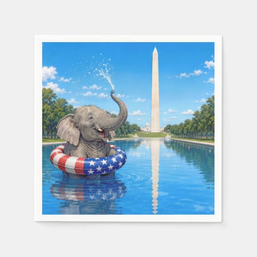 Glücklicher Elefant im Reflecting Pool Serviette (Vorderseite)