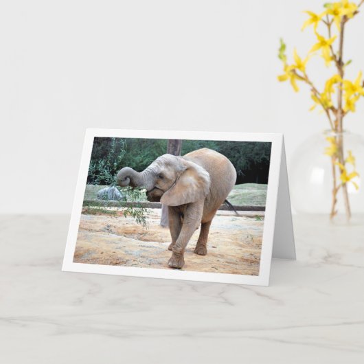 Glücklicher Elefant Karte (Gelbe Blume)