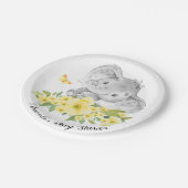 Glücklicher Elefant-neutrale Babyparty 7" Platte Pappteller (Schrägansicht)