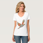 GLÜCKLICHER Engels-Vogel. V - HALS-WAHL-SHIRT T-Shirt (Vorderseite Vollansicht)