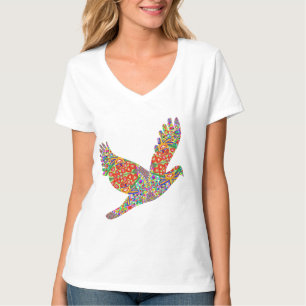 GLÜCKLICHER Engels-Vogel. V - HALS-WAHL-SHIRT T-Shirt