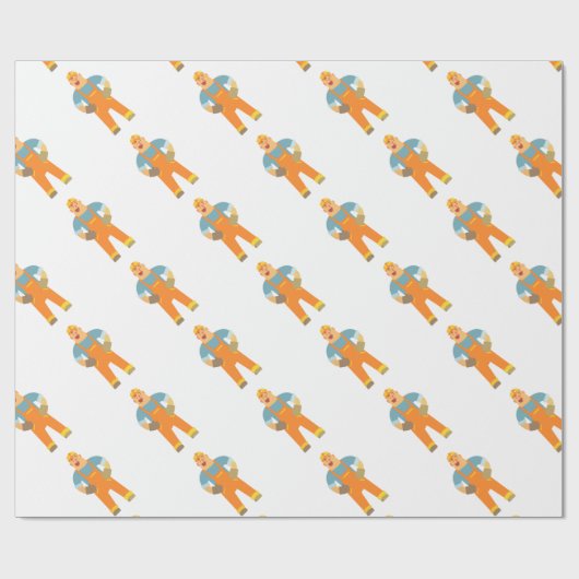 Glücklicher Erbauer auf Baustelle. Grafikdesign Geschenkpapier (Flach)