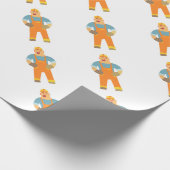 Glücklicher Erbauer auf Baustelle. Grafikdesign Geschenkpapier (Ecke)