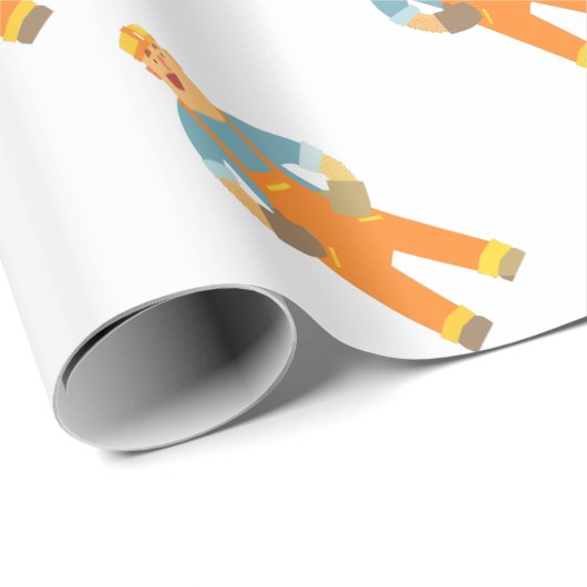 Glücklicher Erbauer auf Baustelle. Grafikdesign Geschenkpapier (Rolleneckpunkt)