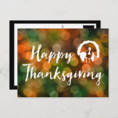 Glücklicher Erntedank (bokeh Falllichter) Feiertagspostkarte (Vorne/Hinten)