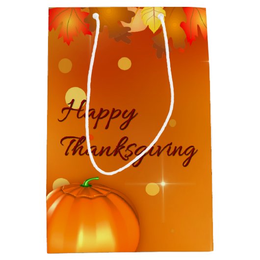 Glücklicher Erntedank-buntes Herbst-Blätter Mittlere Geschenktüte (Vorderseite)