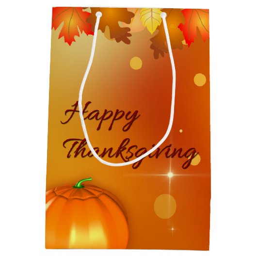 Glücklicher Erntedank-buntes Herbst-Blätter Mittlere Geschenktüte (Rückseite)