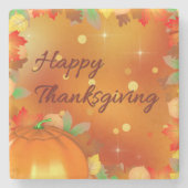 Glücklicher Erntedank-buntes Herbst-Blätter Steinuntersetzer (Vorderseite)