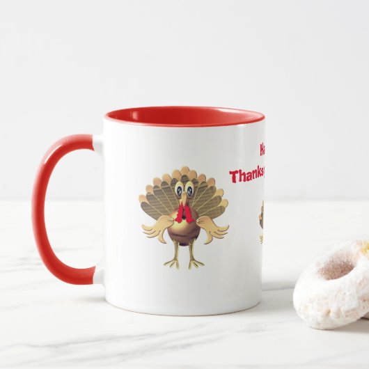 Glücklicher Erntedank die Türkei, personalisiert Tasse (Mit Donut)