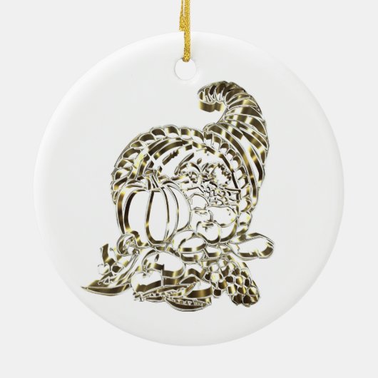 Glücklicher Erntedank-elegante goldene Fülle Keramik Ornament (Hinten)