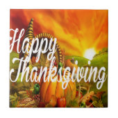 Glücklicher Erntedank Fliese (Vorderseite)